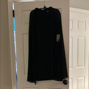 SLNY Black Dress with Embellished Neckline